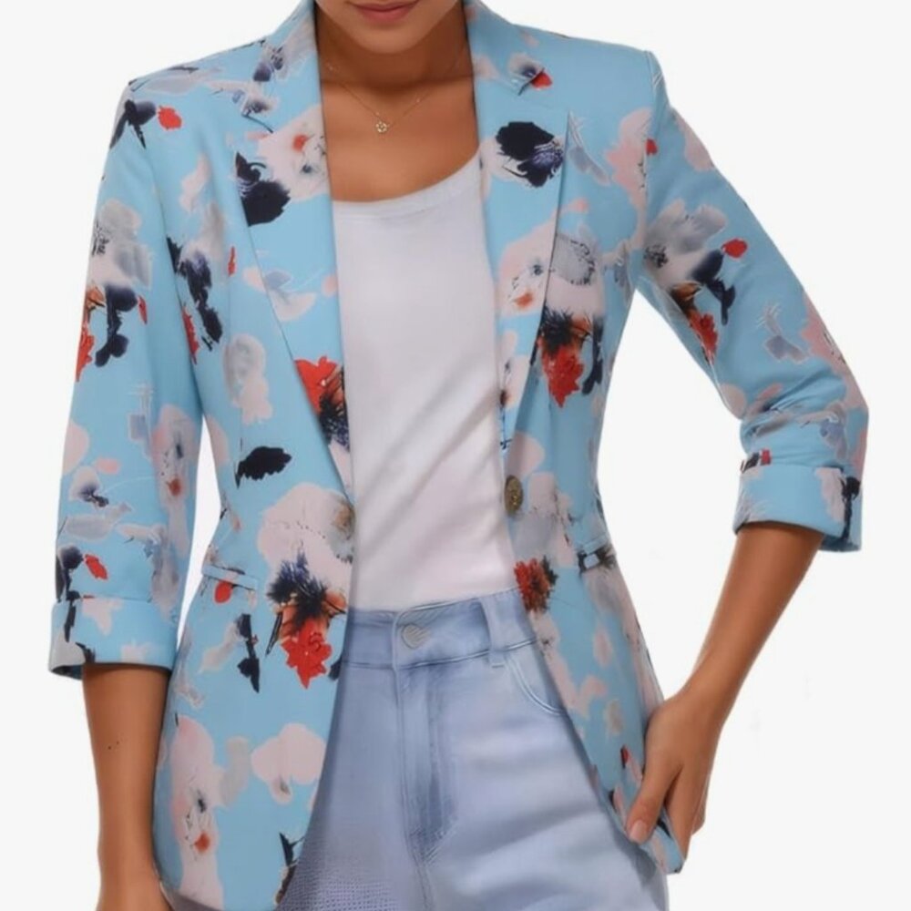 Women's Lightweight Blazer with 3/4 Length Sleeves